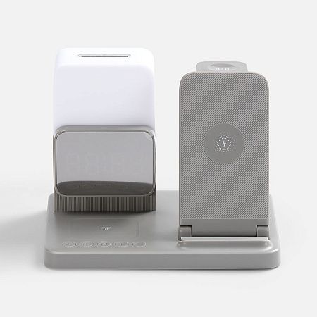 Зарядная станция с электронными часами и подсветкой Large Charge ver.3, серая