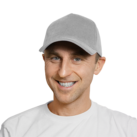 Кепка 5- панельная Oxford 300, c серым сендвичем, серая