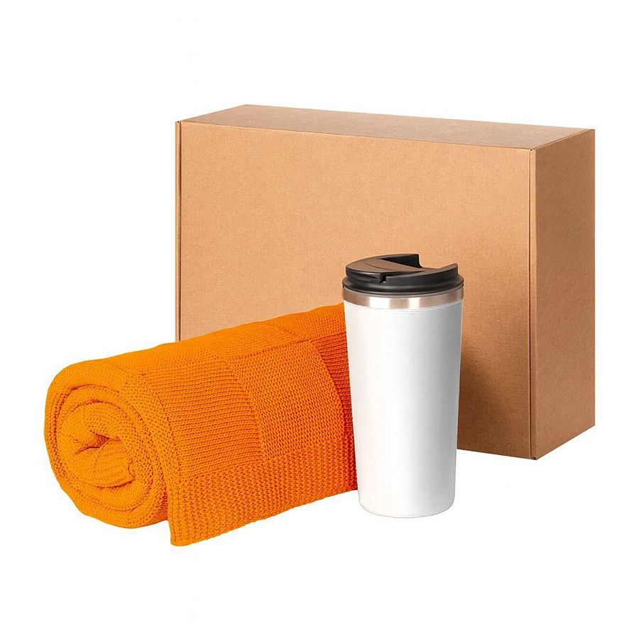 Подарочный набор Палермо, Селла (Palermo, Cella), оранжевый (плед, термокружка)