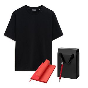 Набор с одеждой RUST (футболка, ежедневник, ручка), красный/черный, XL