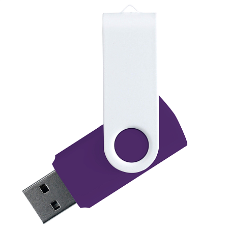 Флеш накопитель USB 2.0 Twister Сolor Mix 16GB, пластик Софт Тач/металл, фиолетовый/белый