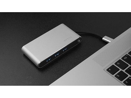 Хаб 8-в-1 Type-C «Hermes», USB 3.0 x 3, Type-C PD, HDMI, LAN, картридер