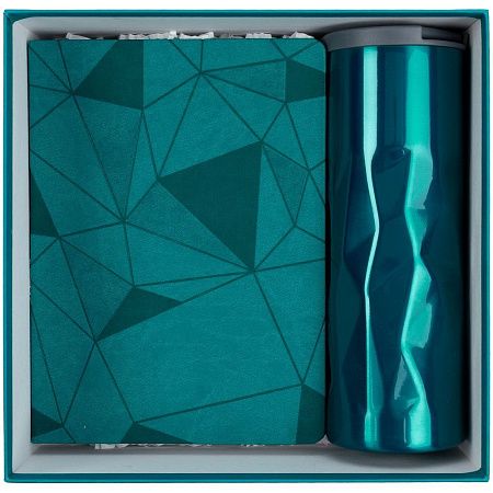 Набор Gems: ежедневник и термостакан, бирюзовый