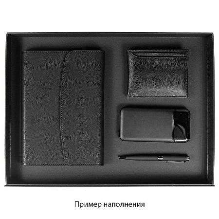 Подарочная коробка, размер 41,7*30*4,3 см,  Solution Prestige с магнитным клапаном, черная, с черным ложементом