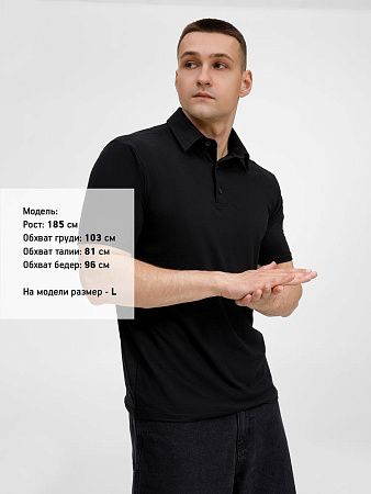 Рубашка поло унисекс Senti, черная, размер S