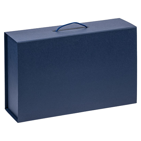 Подарочная коробка, размер 39*26,3*11 см, Solution Prestige Big Case Soft с магнитным клапаном и ручкой , с EVA ложементом 36,8*25,1*4 см под индивидуальную вырубку, темно-синяя