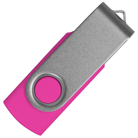 Флеш накопитель USB 2.0 Twister Сolor Mix 16GB, пластик Софт Тач/металл, розовый/серебристый