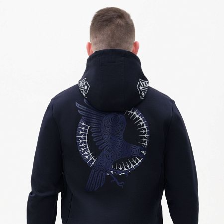 Толстовка на молнии с капюшоном MATEO темно-синяя,  размер XL