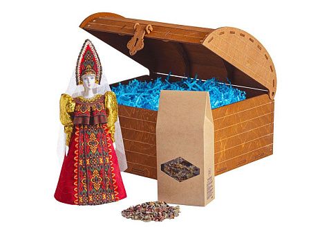 Подарочный набор: кукла фарфоровая, чай "Малина с мятой"