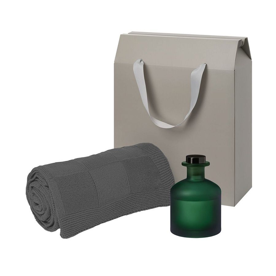 Подарочный набор Мизу (Mizu), Селла (Cella), зеленый (диффузор, плед)