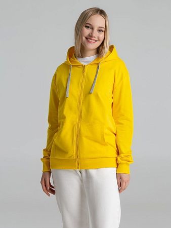 Толстовка на молнии с капюшоном Unit Siverga, желтая, размер 4XL