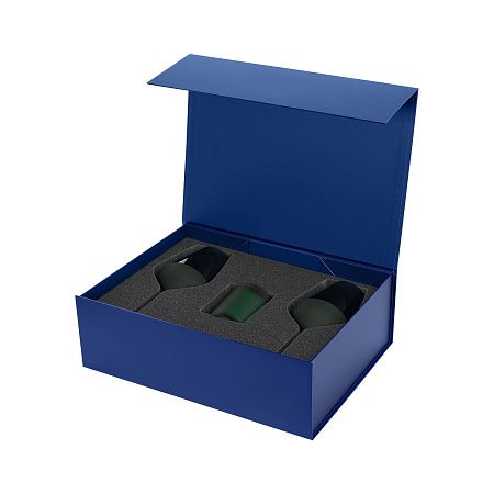 Подарочный набор свеча Энигма (Enigma) + 2 бокала для вина Эмеральд (Emerald) в синей коробке