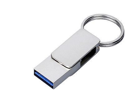 USB 3.0- флешка «Mercury» на 64 Гб с поворотным механизмом и дополнительным разъемом Type-C