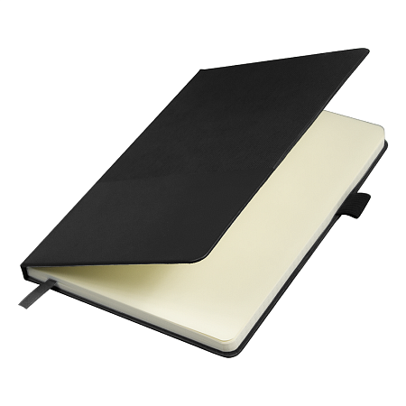 Блокнот А5 Burnie, в твердой обложке c резинкой и петлей для ручки в линейку, черный