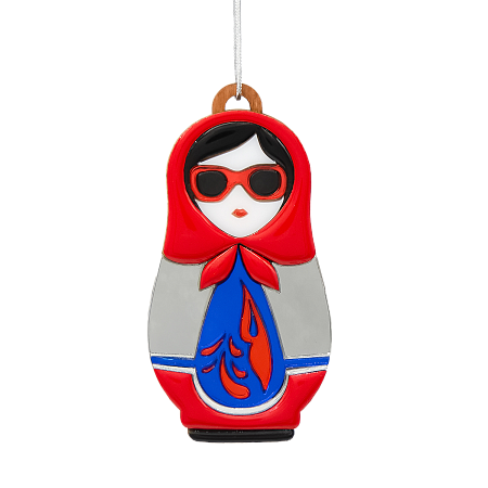 Ёлочная игрушка Матрёшка с узорами