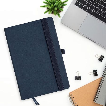 Ежедневник Flexy Line Linen А5, бирюзовый/бирюзовый, недатированный, в гибкой обложке, с резинкой и петлей для ручки