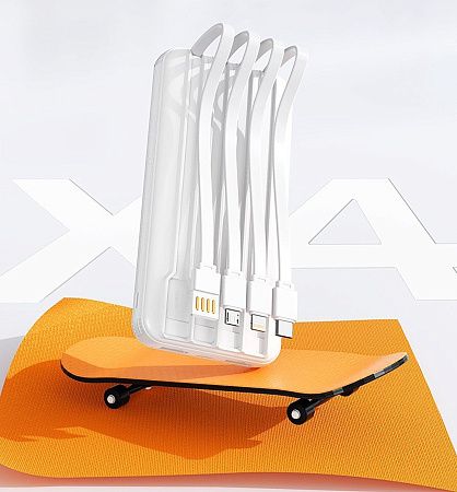 Зарядное устройство "Phantom" 10000 mAh с 4мя встроенными кабелями и цифровым индикатором заряда