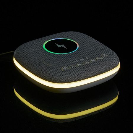 Bluetooth-колонка с беспроводной зарядкой и подсветкой Terrafonic, серая