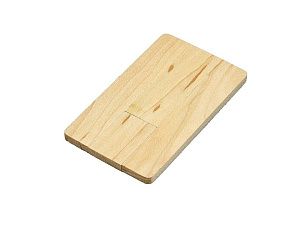 USB 2.0- флешка на 8 Гб в виде деревянной карточки с выдвижным механизмом