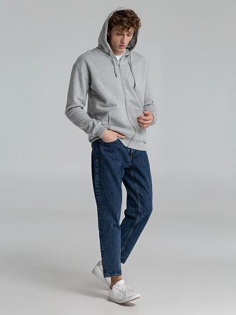 Толстовка на молнии с капюшоном Unit Siverga Heavy, серый меланж, размер XS