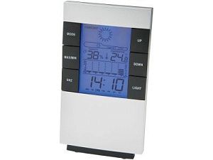 Метеостанция «Statio» с часами-будильником, цвет: серебристый, черный