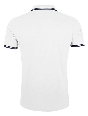 Рубашка поло женская Pasadena Women 200 с контрастной отделкой, белая с синим, размер S