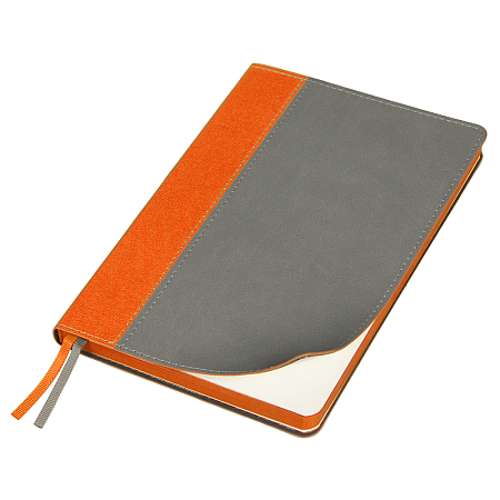 Ежедневник Flexy Viva Latte Sand Color A5, серый с оранжевым, недатированный, в гибкой обложке