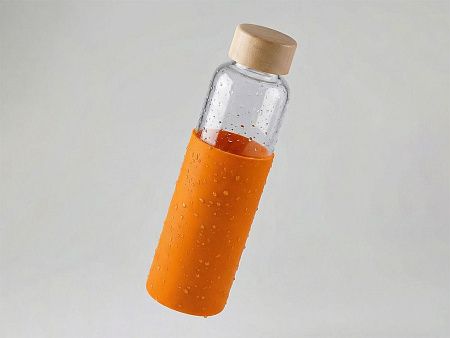 Стеклянная бутылка для воды в силиконовом чехле «Refine»