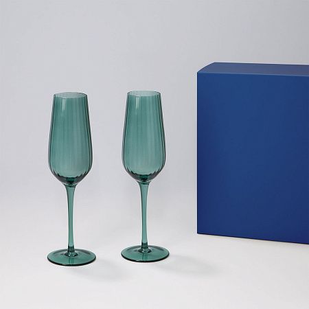 Подарочный набор 2 бокала для шампанского Капри (Capri) в синей коробке
