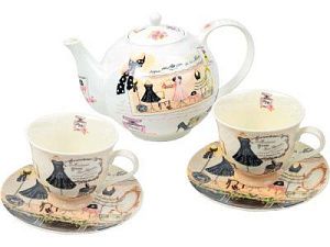 Чайный сервиз «Высокая мода», цвет: белый, мраморный, многоцветный