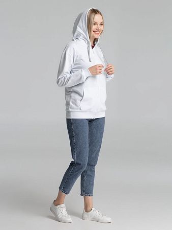 Толстовка на молнии с капюшоном Unit Siverga, белая, размер S