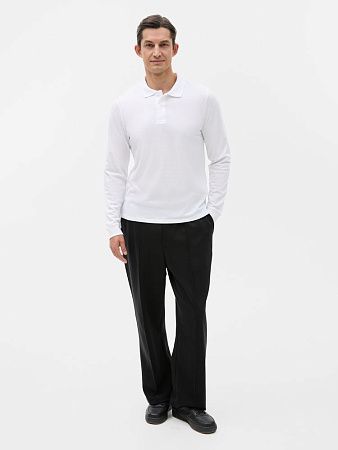 Рубашка поло мужская с длинным рукавом Perfect LSL Men, белая, размер XXL
