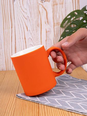 Кружка Promo Soft с покрытием софт-тач, оранжевая