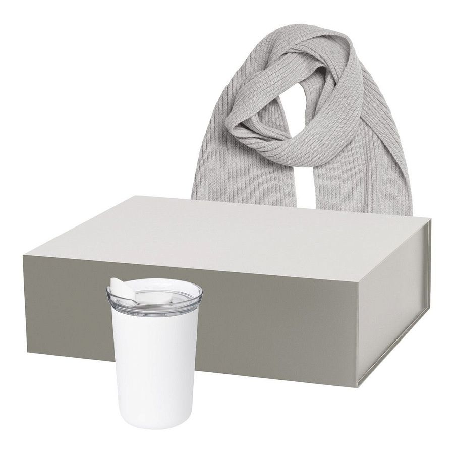 Подарочный набор Страда (Strada), Форгес (Forges), белый (термокружка, шарф)