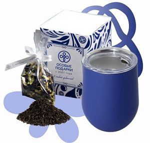 Подарочный набор "Синяя вечность": кофер, синий чай, коробка