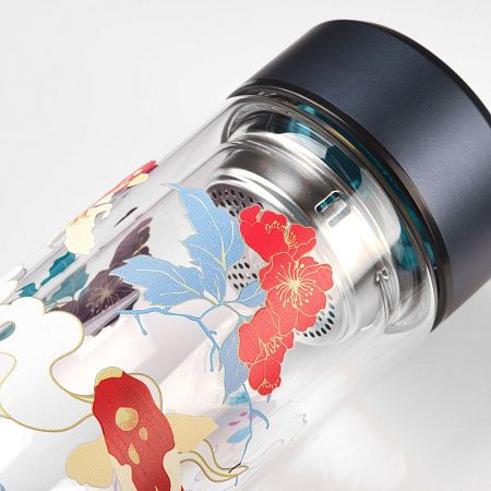 Бутылка стеклянная с двойными стенками Аравия (Aravia), синяя