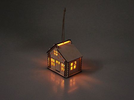 Деревянная подвеска на елку с подсветкой «Lumihut»