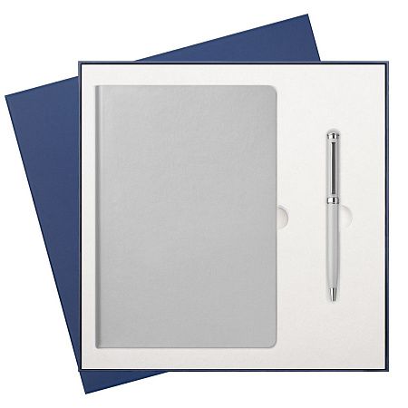 Подарочный набор Spark, серебряный (ежедневник, ручка)