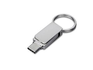 USB 2.0- флешка «Mercury» на 64 Гб с поворотным механизмом и дополнительным разъемом Type-C