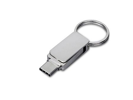 USB 2.0- флешка «Mercury» на 64 Гб с поворотным механизмом и дополнительным разъемом Type-C