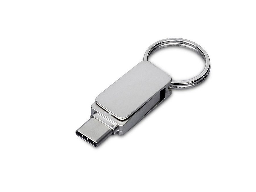 USB 2.0- флешка «Mercury» на 64 Гб с поворотным механизмом и дополнительным разъемом Type-C