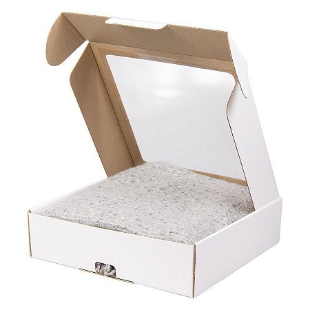 Коробка крафтовая белая с окошком, размер 30*30*8 см, самосборная