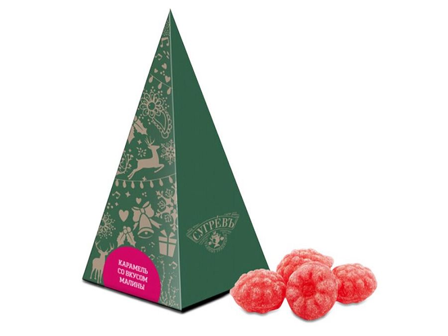 Карамель леденцовая со вкусом малины в подарочной упаковке