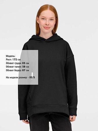 Худи оверсайз унисекс Tolla, черное, размер XS/S