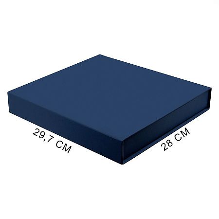 Подарочная коробка, размер 29,7*28,0*4,5 см, Solution Prestige Magnum Fabrique с магнитным клапаном под индивидуальную вырубку, темно-синяя, с черным ложементом