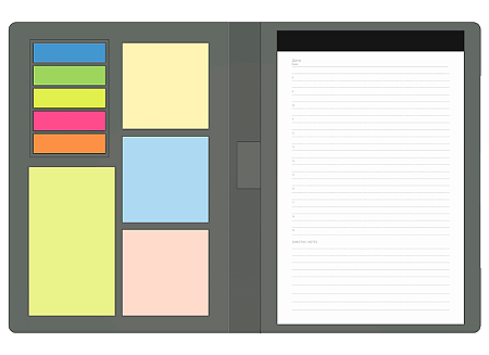 Блокнот А5 Tasmania,  в твердой обложке со стикерами в линейку, серый