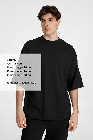 Футболка оверсайз унисекс T9, черная, размер XS/S