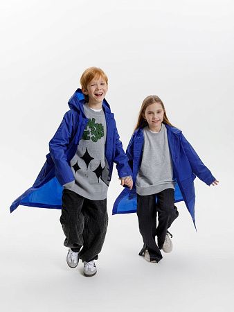 Дождевик детский RainDrop Kids, ярко-синий, размер 10 лет (130-140 см)