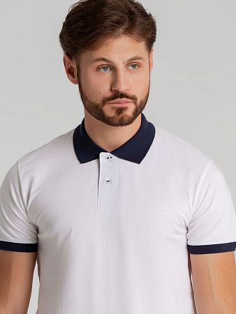 Рубашка поло Prince 190, белая с темно-синим, размер M