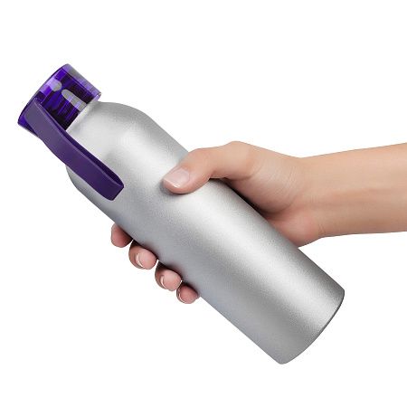 Бутылка для воды VIKING SILVER 650мл. Серебристая с фиолетовой крышкой 6141.11